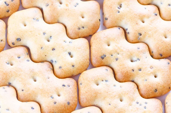 stock image Shaped browned crisp biscuits as tile background