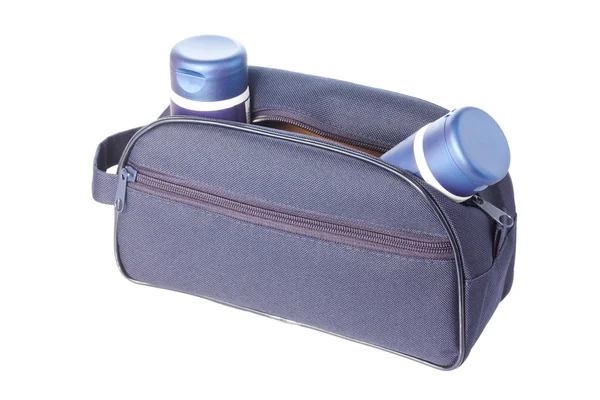 stock image Travel toiletries bag with man`s cosmetics