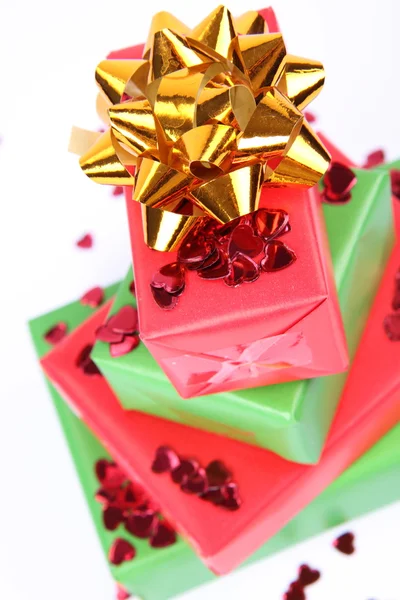 Szív alakú konfetti ajándékok — Stock Fotó