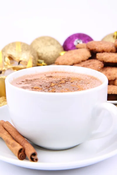 Hot chocolate and cinnamon cookies — Stock Photo, Image