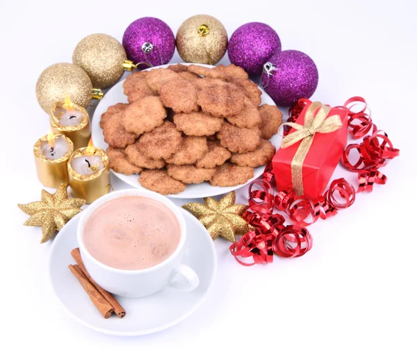 Chocolate quente e biscoitos — Fotografia de Stock