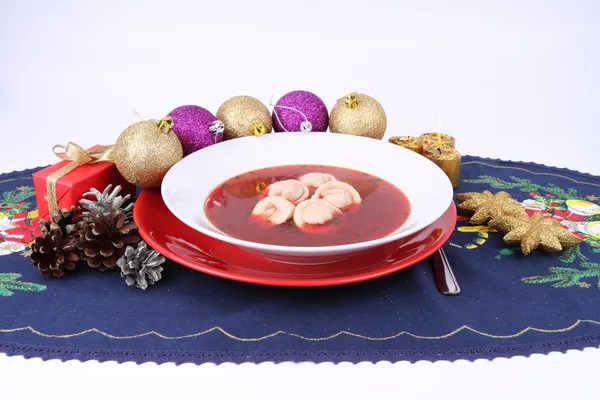 Borscht rosso con gnocchi — Foto Stock