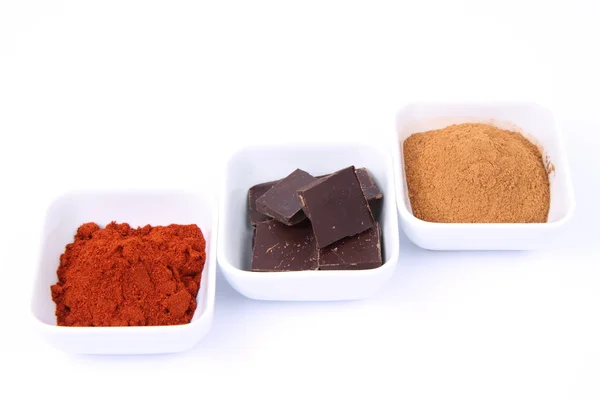 Kaneel, chocolade en chili — Stockfoto