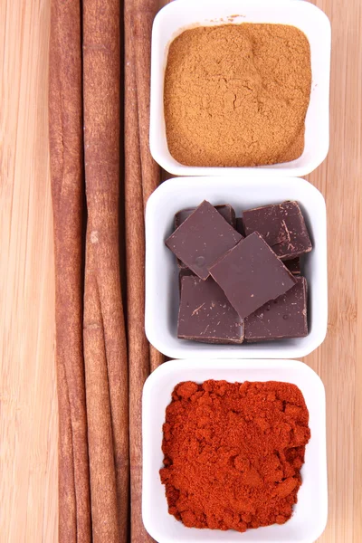 Cynamon, czekolada i chili — Zdjęcie stockowe