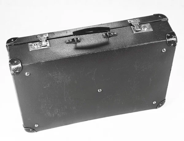 Vintage Suitcase Black White White Background — Stock Photo, Image