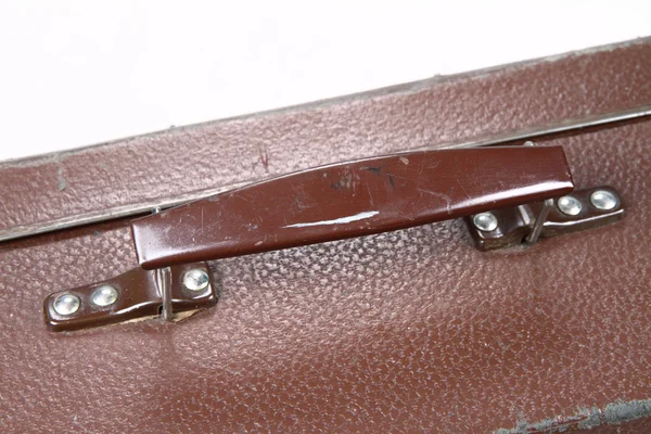 Vintage Koffer Close Een Formaatgreep — Stockfoto
