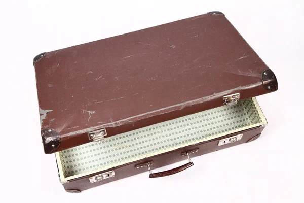 Vintage Koffer Geöffnet Auf Weißem Hintergrund — Stockfoto
