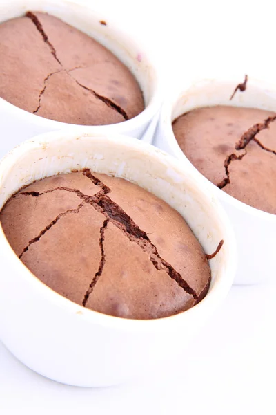 stock image Chocolate souffles on white background