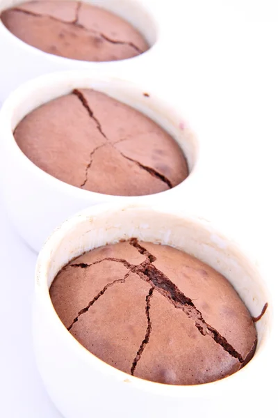 Souffles Chocolate Fundo Branco — Fotografia de Stock