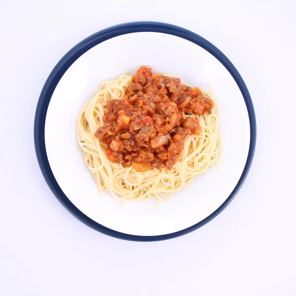 Spaghetti Bolognese Plate White Background — Stock Photo, Image