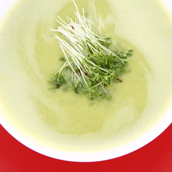 Erwt en mozzarella soep — Stockfoto