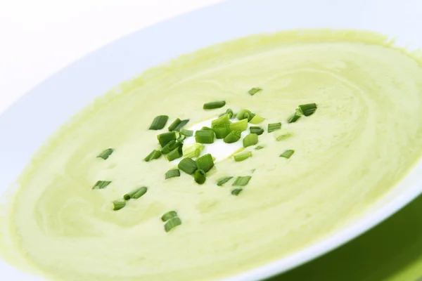 Pea and mozzarella soup Stock Photo