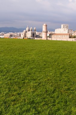 ön çim Marseille Ortaçağ Kalesi ve katedral Fransa