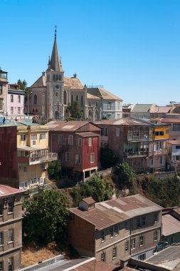 Viewed on Cerro Concepcion, Valparaiso historic World Heritage of UNESCO, with Pacific Ocean in background clipart