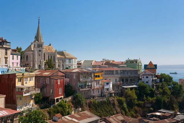 Vista Desde Cerro Concepción Patrimonio Histórico Humanidad Valparaíso Con Océano —  Fotos de Stock