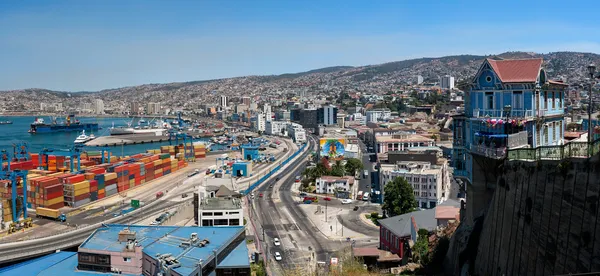 Panoramisch zicht op Valparaíso (Valparaiso), Chili — Stockfoto