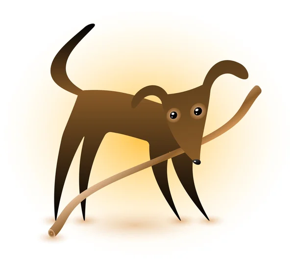 Dog & Stick — Stock Vector
