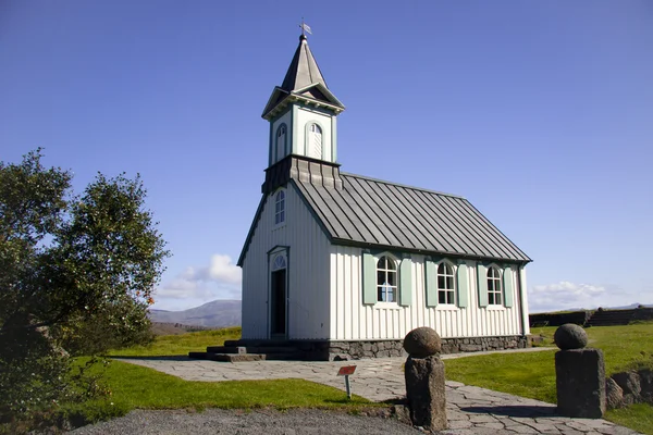 Biały kościół w thingvellir - Islandia — Zdjęcie stockowe