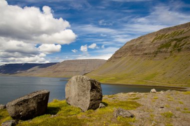 View on Borgarfjordur and Dynjandisvogur. clipart