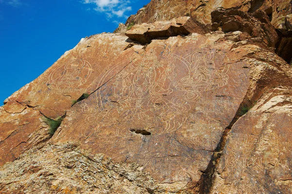 stock image Ancient rock drawings of the Buddha