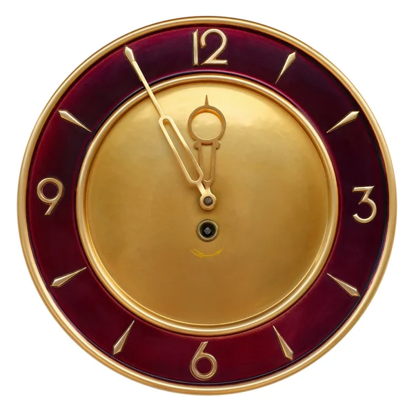 Old Copper Wall Clock Isolated — Stock Photo, Image
