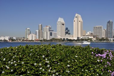 The skyline of San Diego is viewed from Coronado Island. clipart