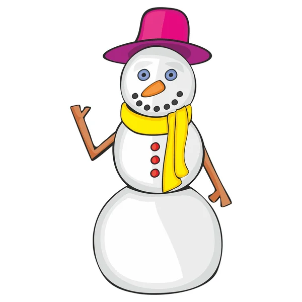 Ilustración de muñeco de nieve divertido aislado — Vector de stock