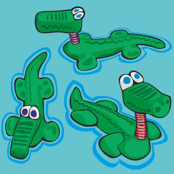 Ilustração de crocodilos estilizados engraçados — Vetor de Stock