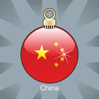 China flag in christmas bulb shape clipart