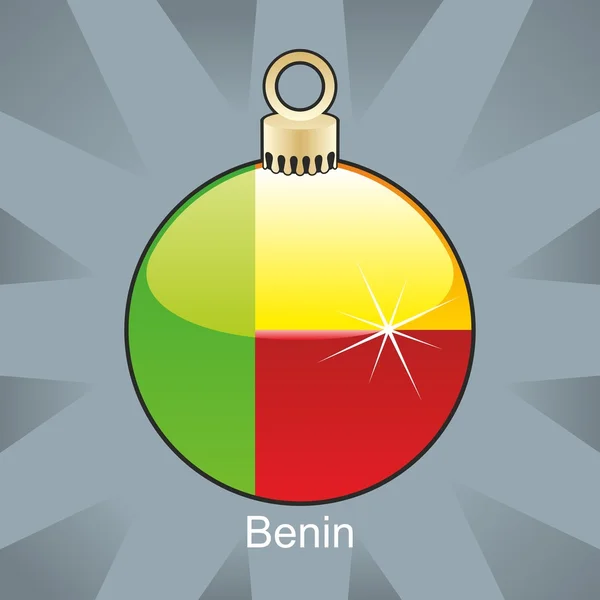 Benins flagga i jul glödlampa form — Stock vektor