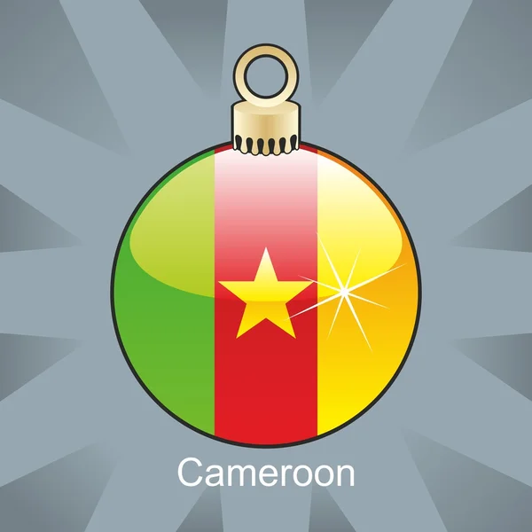 喀麦隆国旗圣诞灯泡形状中 — 图库矢量图片