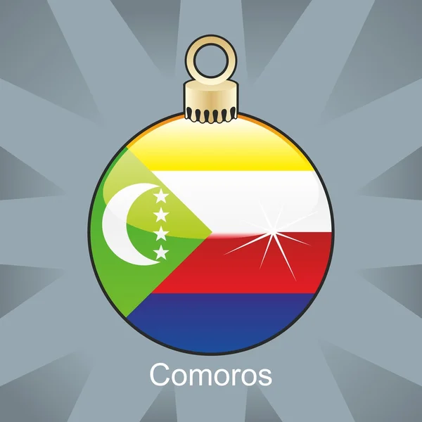Drapeau des Comores en forme d'ampoule de Noël — Image vectorielle