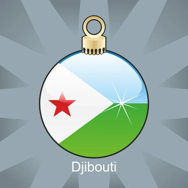 Djiboutis flagga i jul glödlampa form — Stock vektor