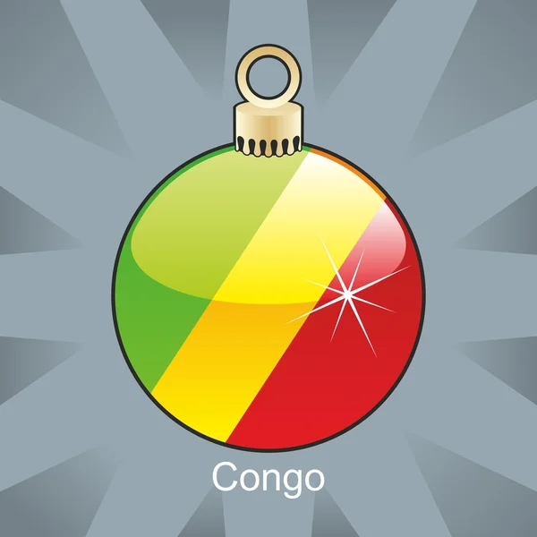 Congo flag in christmas bulb shape — Stock Vector