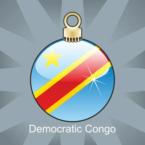 Democratic Congo flag in christmas bulb shape — Stock Vector