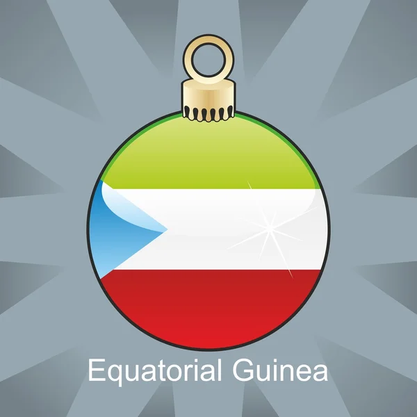 Bandera de Guinea Ecuatorial en forma de bombilla de Navidad — Vector de stock