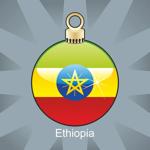 埃塞俄比亚国旗圣诞灯泡形状中 — 图库矢量图片