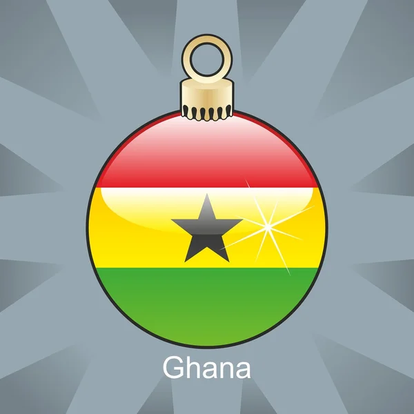 Bandera de Ghana en forma de bombilla de Navidad — Vector de stock