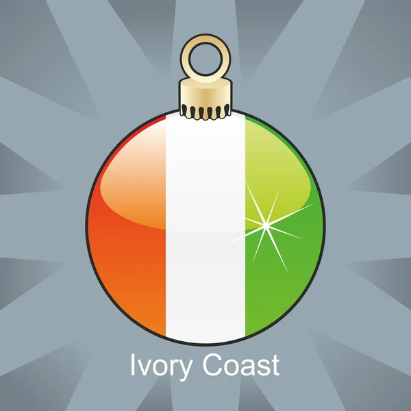 Vlag van Ivoorkust in christmas lamp vorm — Stockvector