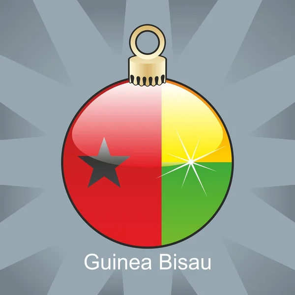 Guinea Bissaus flagga i jul glödlampa form — Stock vektor
