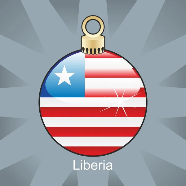 利比里亚国旗圣诞灯泡形状中 — 图库矢量图片