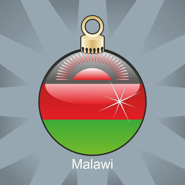 Malawis flagga i jul glödlampa form — Stock vektor
