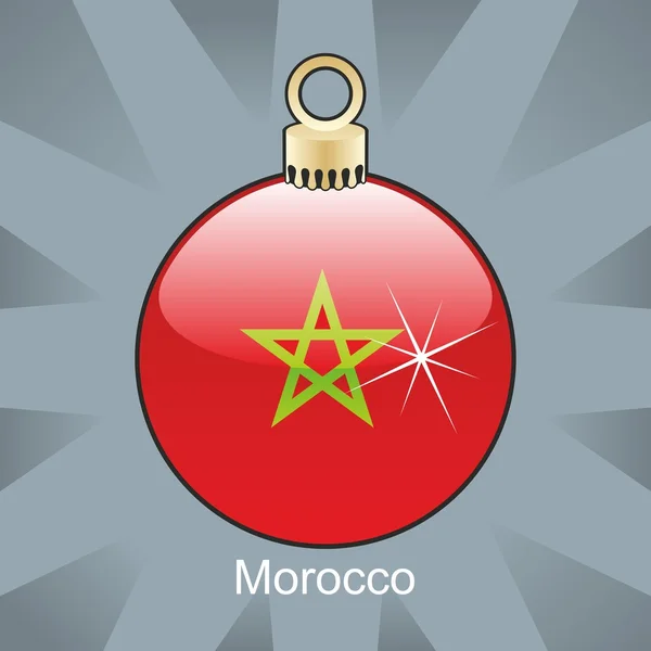 Morocco flag in christmas bulb shape — Stock Vector