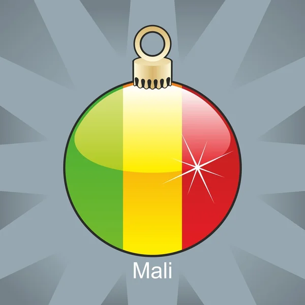 Drapeau du Mali en forme d'ampoule de Noël — Image vectorielle