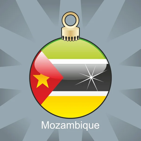 莫桑比克国旗在圣诞灯泡形状 — 图库矢量图片