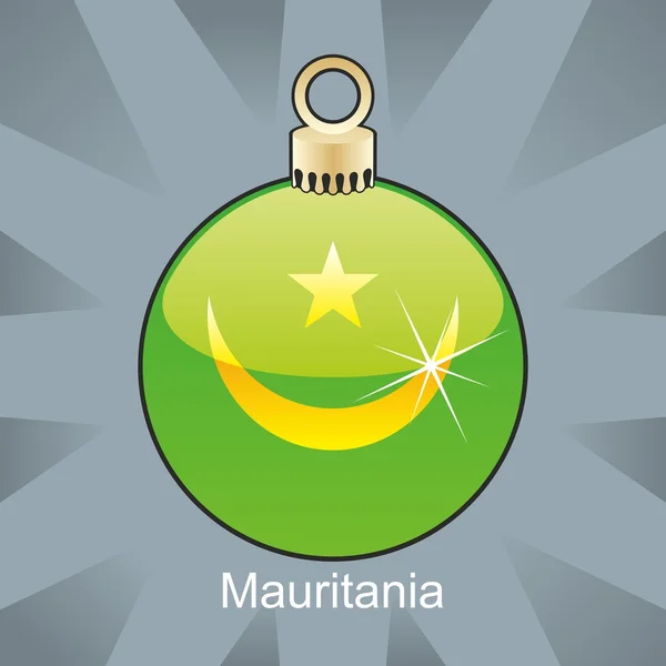 Bandera de Mauritania en forma de bombilla de Navidad — Vector de stock