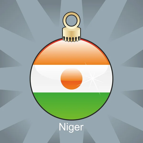 尼日尔国旗圣诞灯泡形状中 — 图库矢量图片