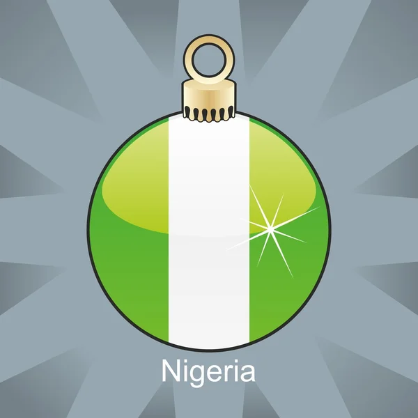 Флаг Нигерии в форме рождественской лампочки — стоковый вектор