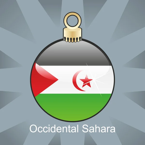 Drapeau du Sahara Occidental en forme de bulbe de Noël — Image vectorielle