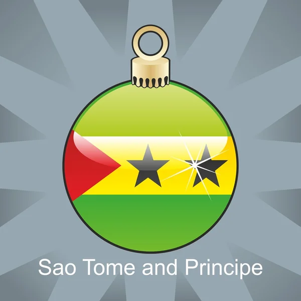 Sao Tome and Principe flag in christmas bulb shape — Stock Vector